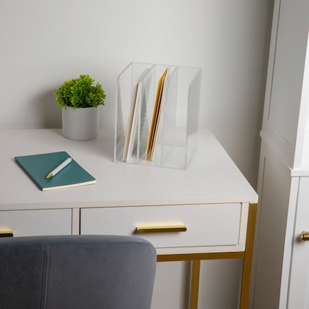 Martha Stewart Brody Acrylic 3 Section File Holder Office Desktop Organizer, 8.5 x 6.5 GS-TS007-CLR-MS